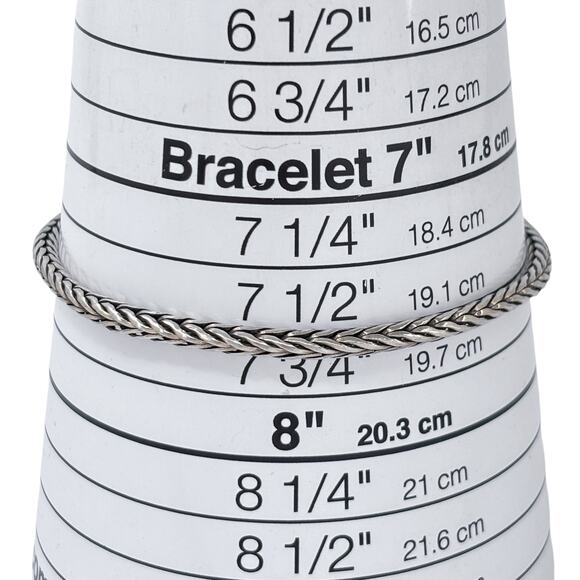 Estate Sterling Silver 925 Wheat Chain Hook Bracelet 8" - Picture 7 of 7